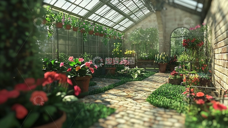 高清大图下载【趣麦麦图】阳光下的室内花园