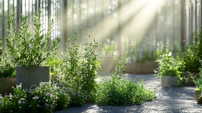 高清大图下载【趣麦麦图】阳光透过树林洒在植物上