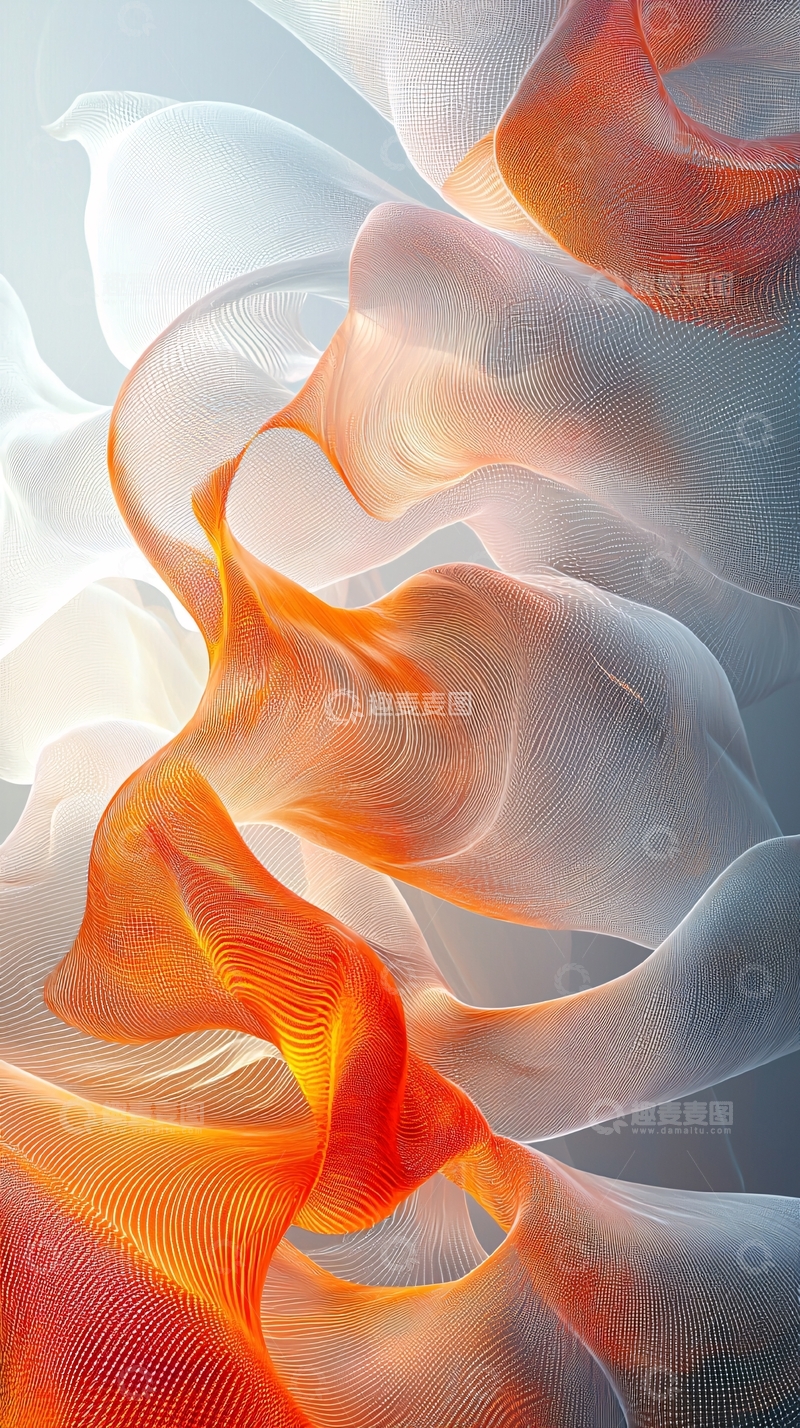 高清大图下载【趣麦麦图】橙色白色交织的丝绸