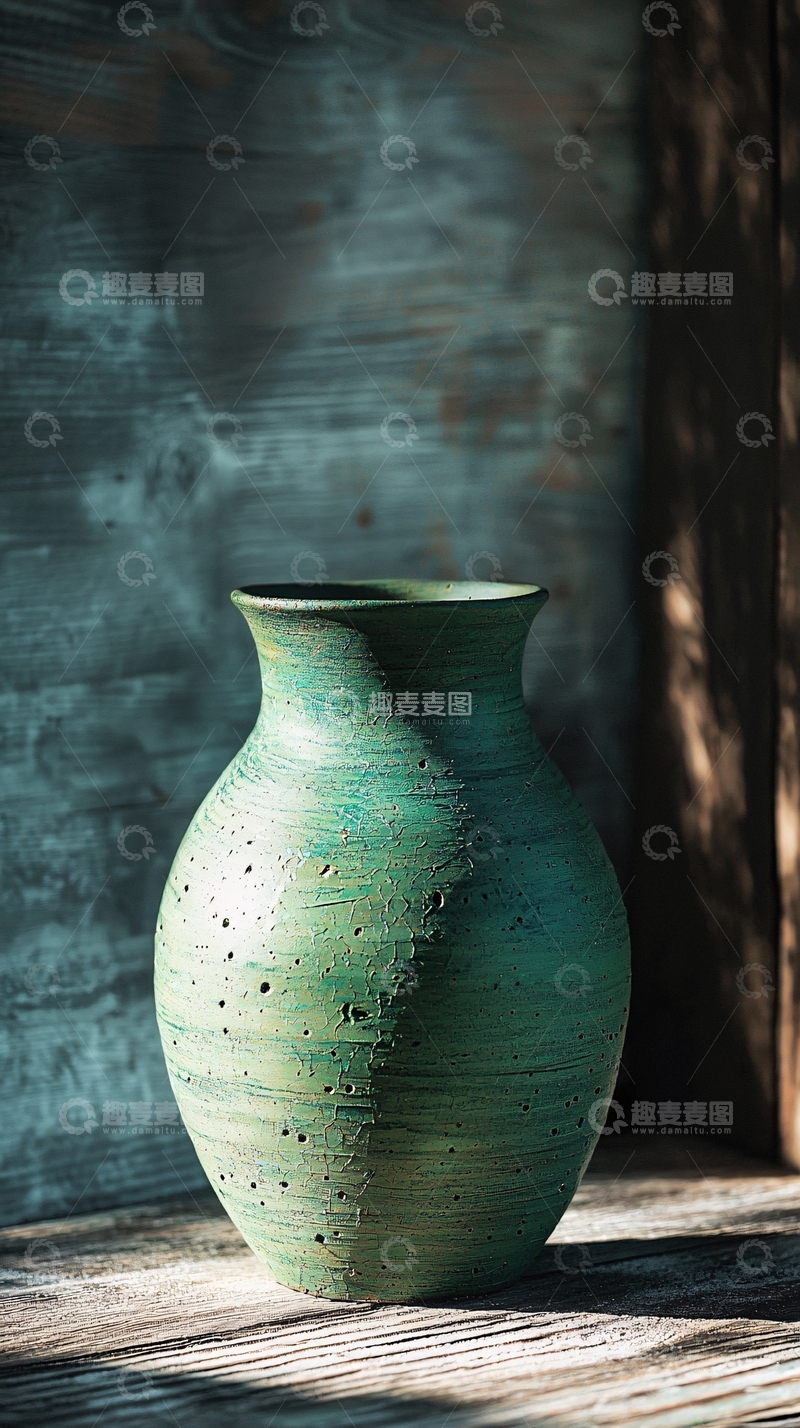 高清大图下载【趣麦麦图】青绿色陶罐