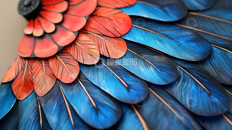 高清大图下载【趣麦麦图】红蓝羽毛艺术品