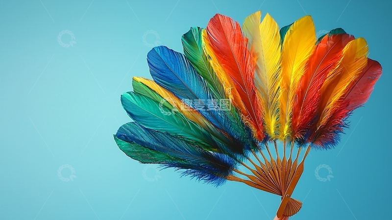 高清大图下载【趣麦麦图】彩色羽毛扇子