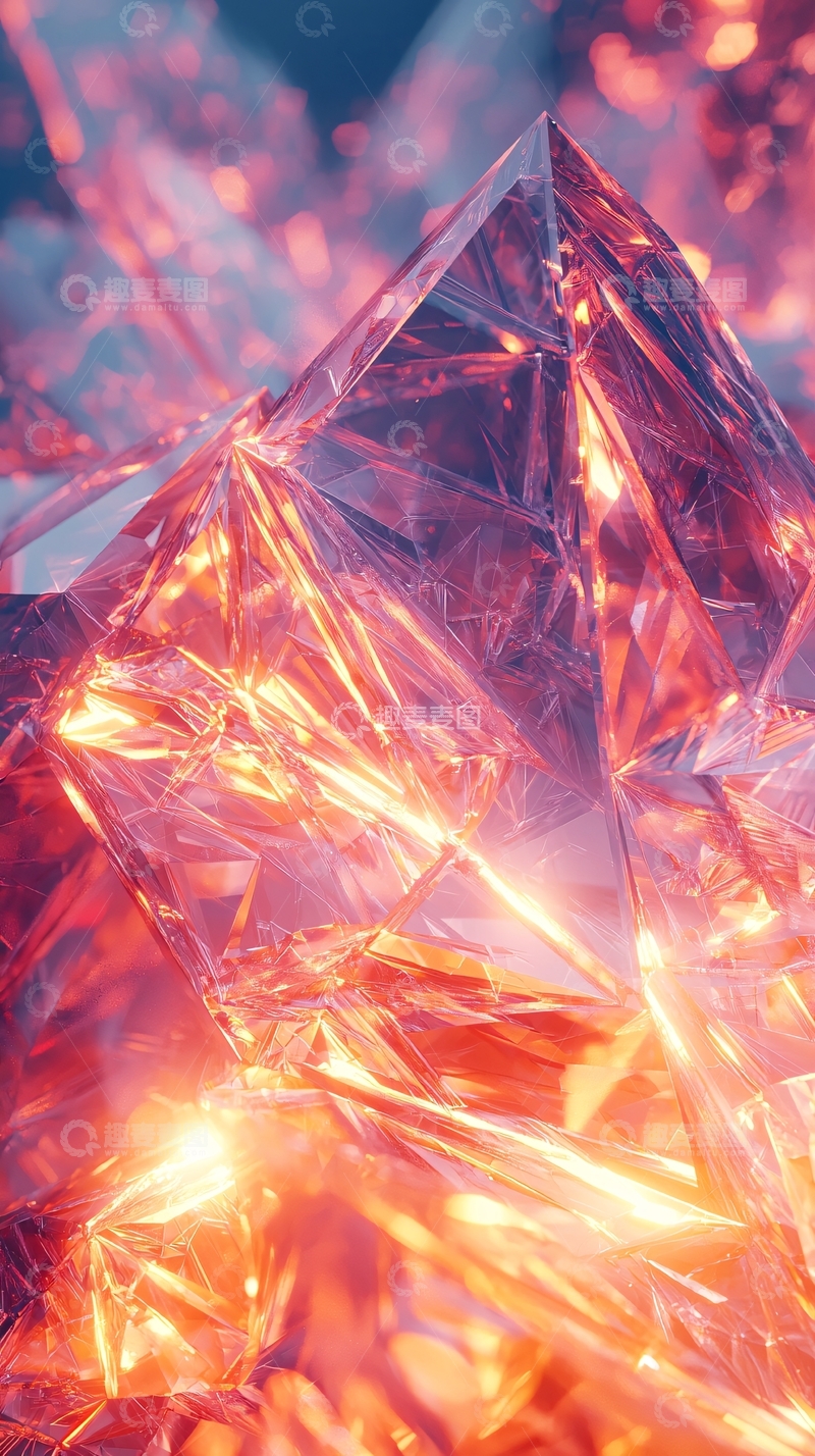 高清大图下载【趣麦麦图】晶莹剔透的红色晶体山峰