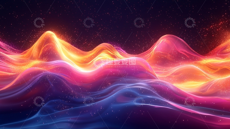 高清大图下载【趣麦麦图】绚丽光晕山脉星空