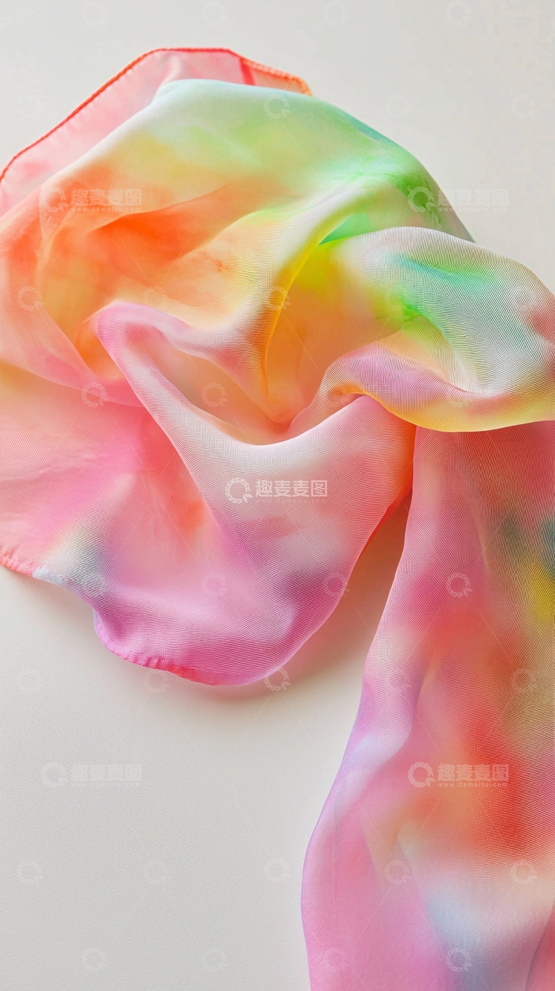 高清大图下载【趣麦麦图】彩虹扎染丝巾