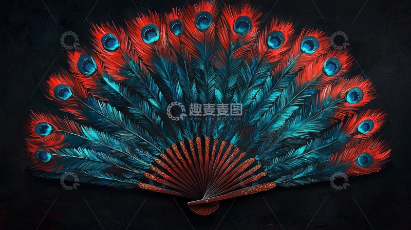 高清大图下载【趣麦麦图】孔雀羽毛扇子