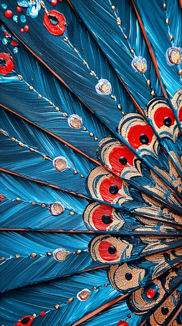 蓝色孔雀羽毛扇子