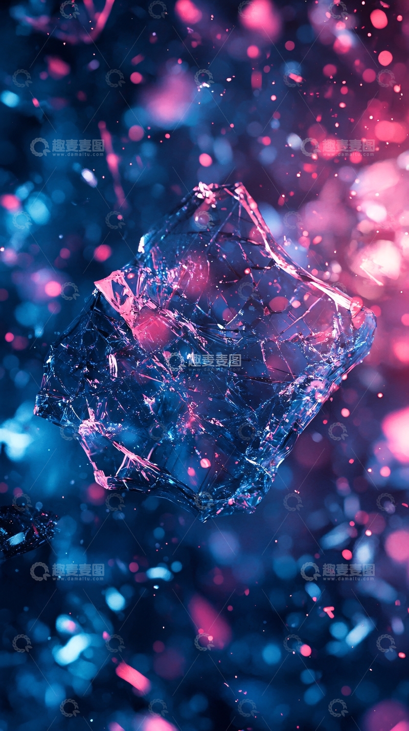 高清大图下载【趣麦麦图】蓝紫光影下的破碎水晶