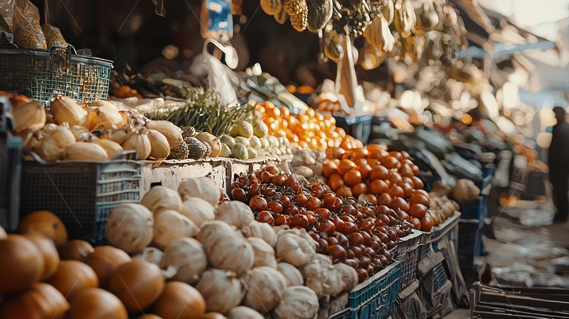 琳琅满目的水果蔬菜市场