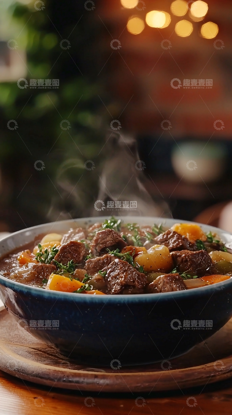 高清大图下载【趣麦麦图】热气腾腾的牛肉炖菜