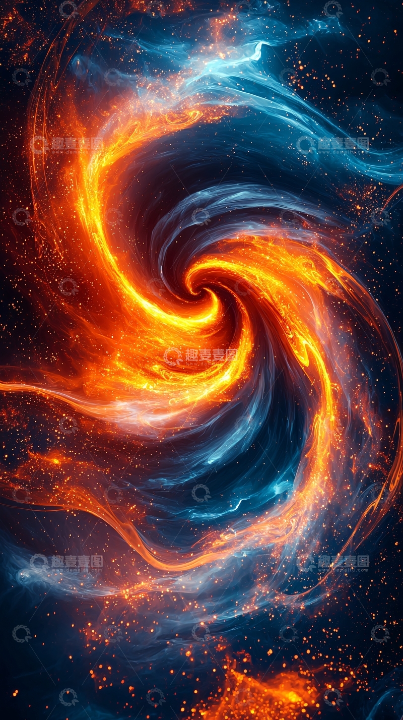 高清大图下载【趣麦麦图】火焰与星云交织的宇宙漩涡