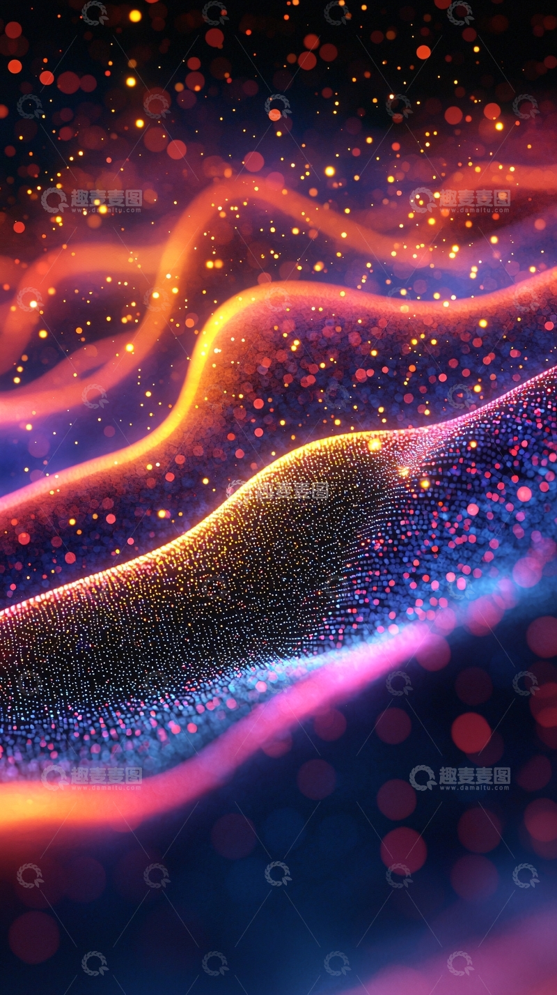 高清大图下载【趣麦麦图】绚丽波浪星尘背景