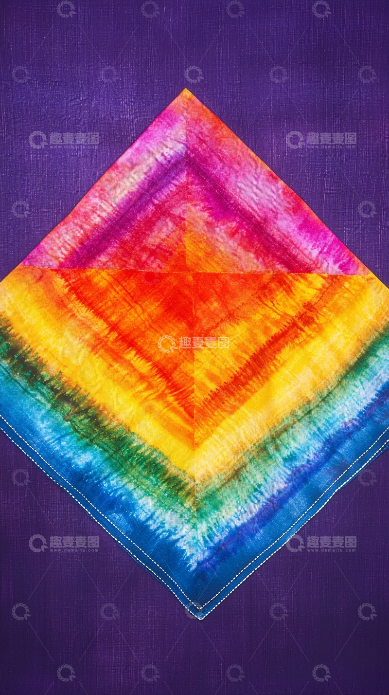 高清大图下载【趣麦麦图】彩虹扎染方巾