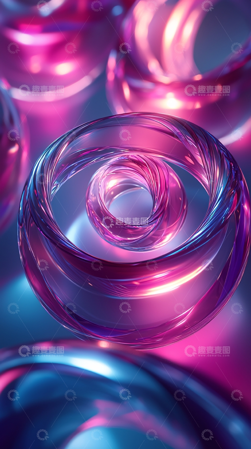 高清大图下载【趣麦麦图】透明圆环紫粉色光晕