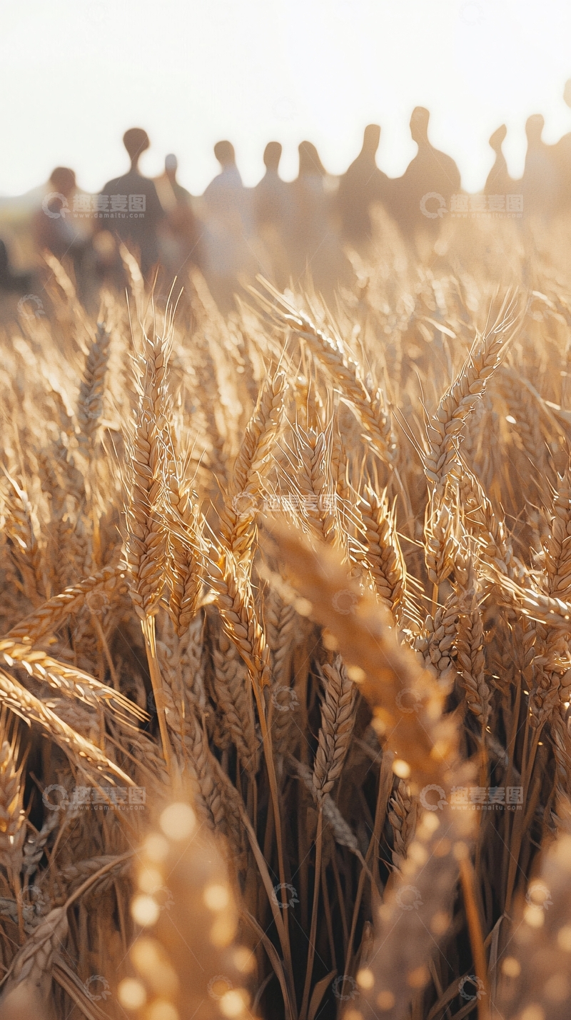 高清大图下载【趣麦麦图】金黄麦浪与远方人群