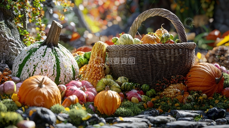高清大图下载【趣麦麦图】秋收南瓜丰收景象