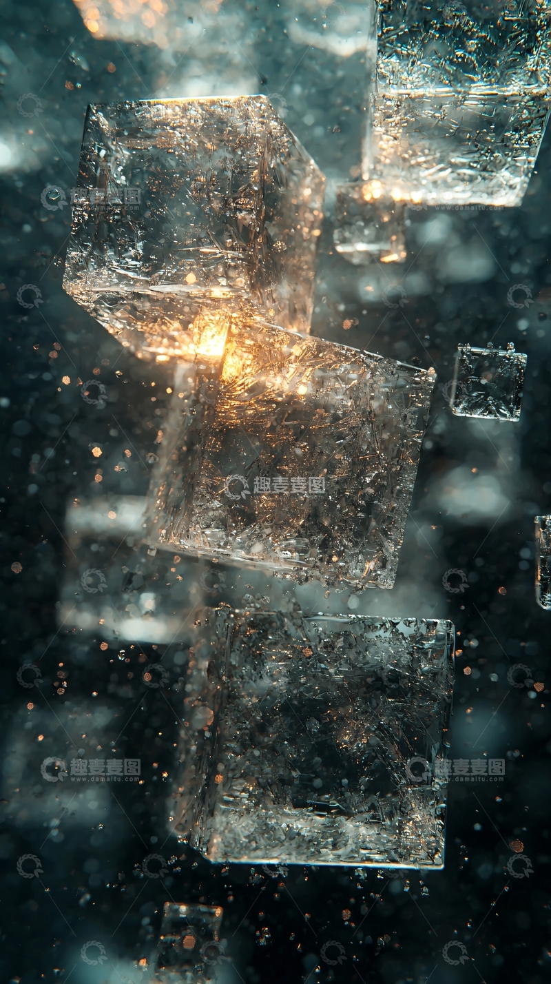 高清大图下载【趣麦麦图】晶莹剔透的悬浮冰块