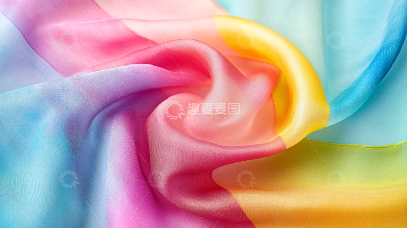 高清大图下载【趣麦麦图】彩虹色丝绸布料