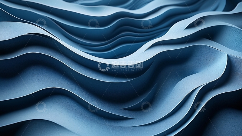 高清大图下载【趣麦麦图】蓝色波浪起伏的背景
