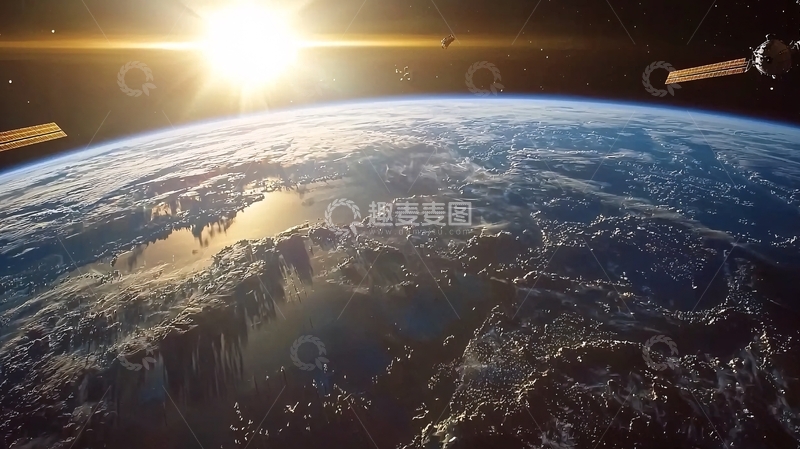 高清大图下载【趣麦麦图】太空视角下的地球日出