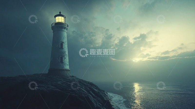 高清大图下载【趣麦麦图】暴风雨中的灯塔