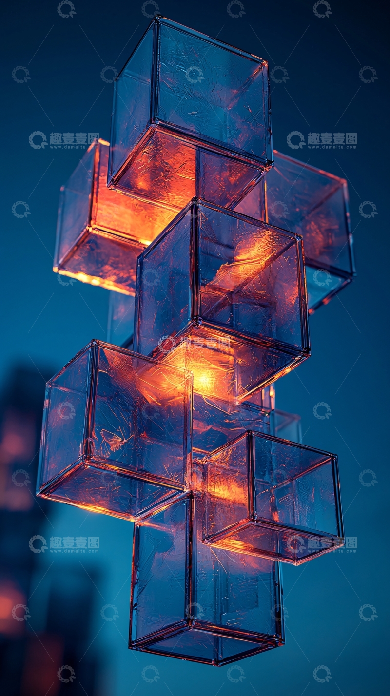高清大图下载【趣麦麦图】透明立方体堆叠