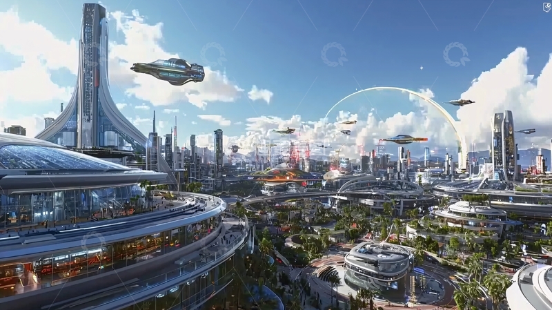 高清大图下载【趣麦麦图】未来都市交通