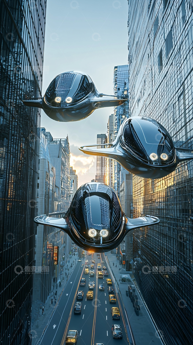 高清大图下载【趣麦麦图】未来城市飞行器