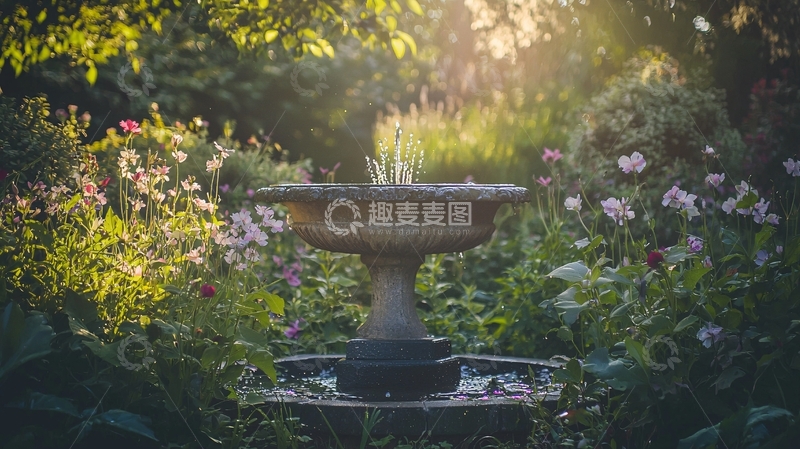 高清大图下载【趣麦麦图】花园喷泉