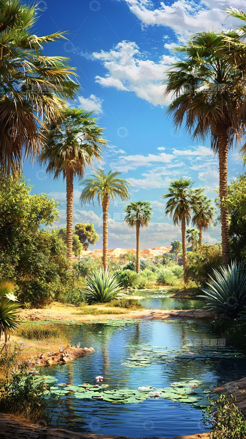 高清大图下载【趣麦麦图】沙漠绿洲