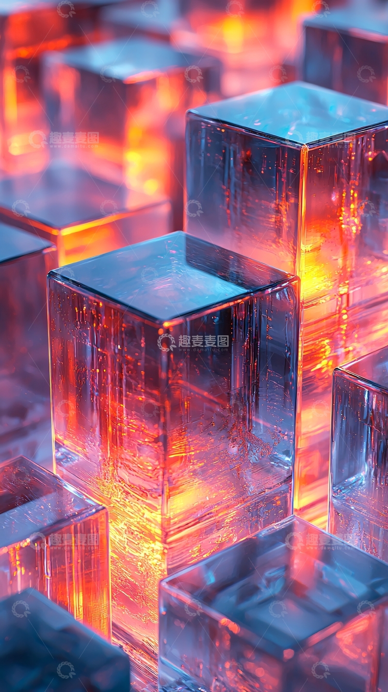 高清大图下载【趣麦麦图】发光透明立方体