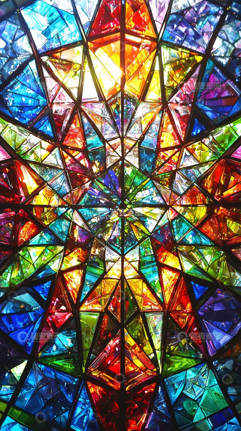 高清大图下载【趣麦麦图】彩色玻璃窗花