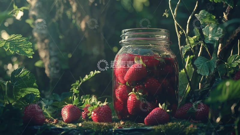 高清大图下载【趣麦麦图】草莓罐子