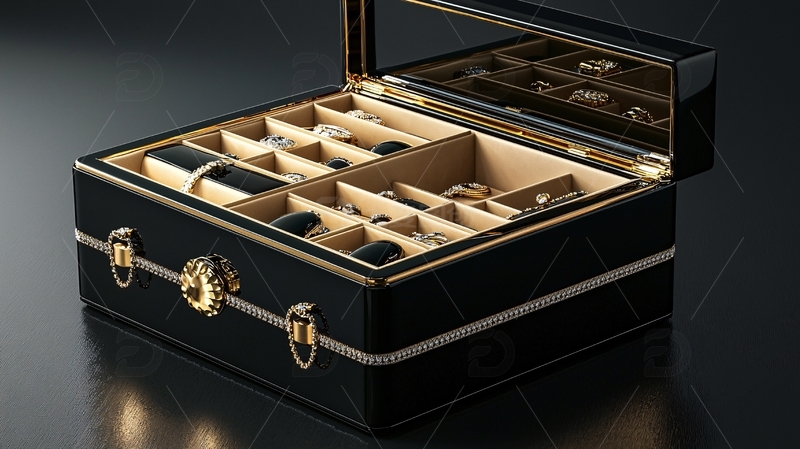 高清大图下载【趣麦麦图】黑色高档首饰盒