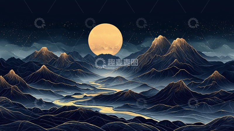 高清大图下载【趣麦麦图】水墨山水画429