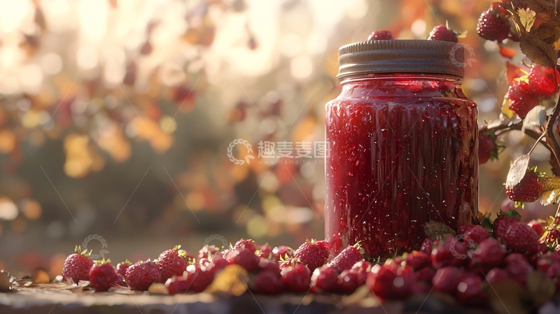 高清大图下载【趣麦麦图】秋天果酱玻璃瓶