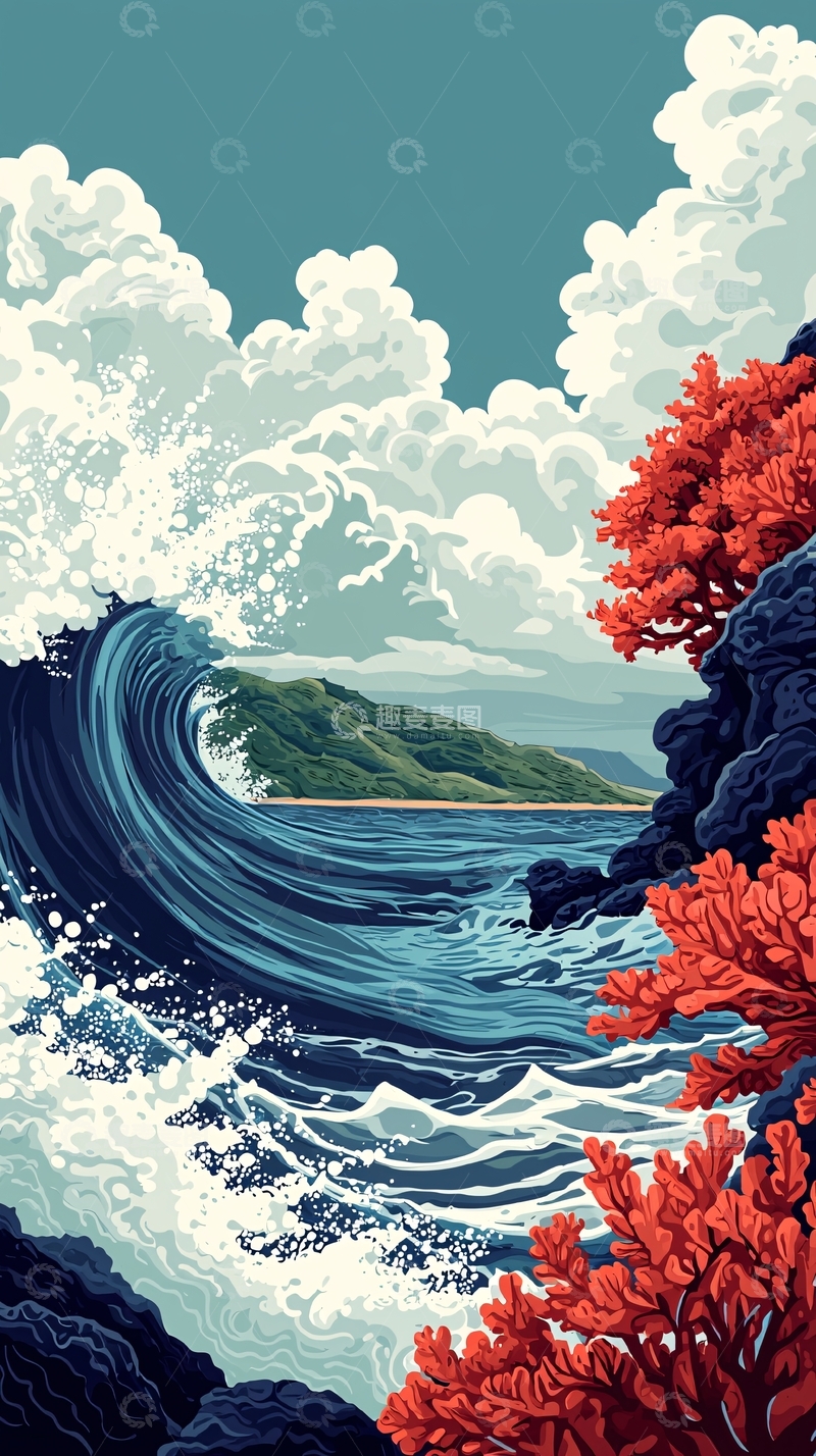 高清大图下载【趣麦麦图】海浪汹涌