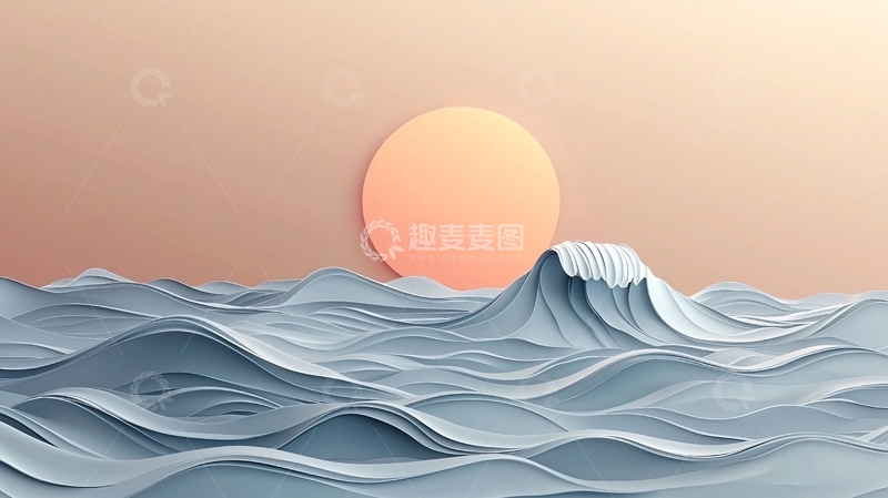 高清大图下载【趣麦麦图】海上日出唯美场景