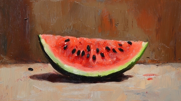 西瓜静物油画