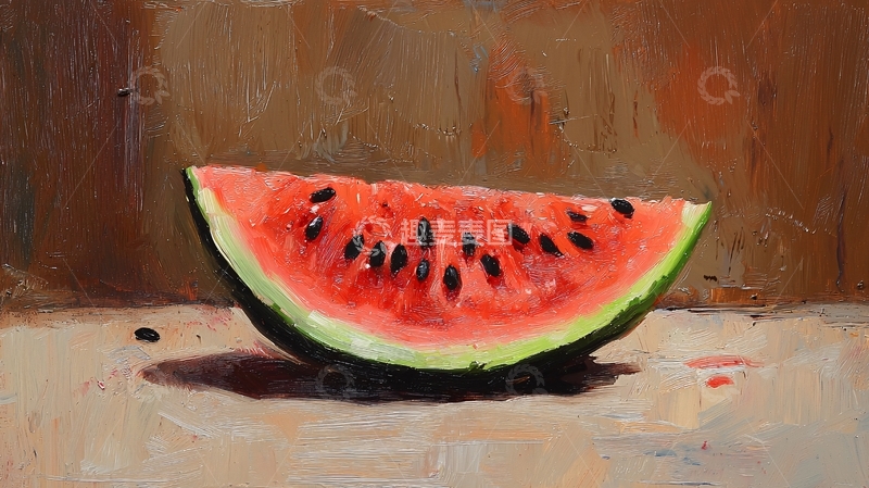 高清大图下载【趣麦麦图】西瓜静物油画