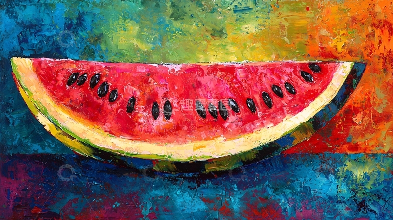 高清大图下载【趣麦麦图】西瓜水彩画