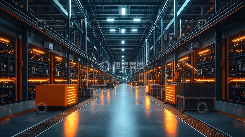 高清大图下载【趣麦麦图】科技感仓库内部场景