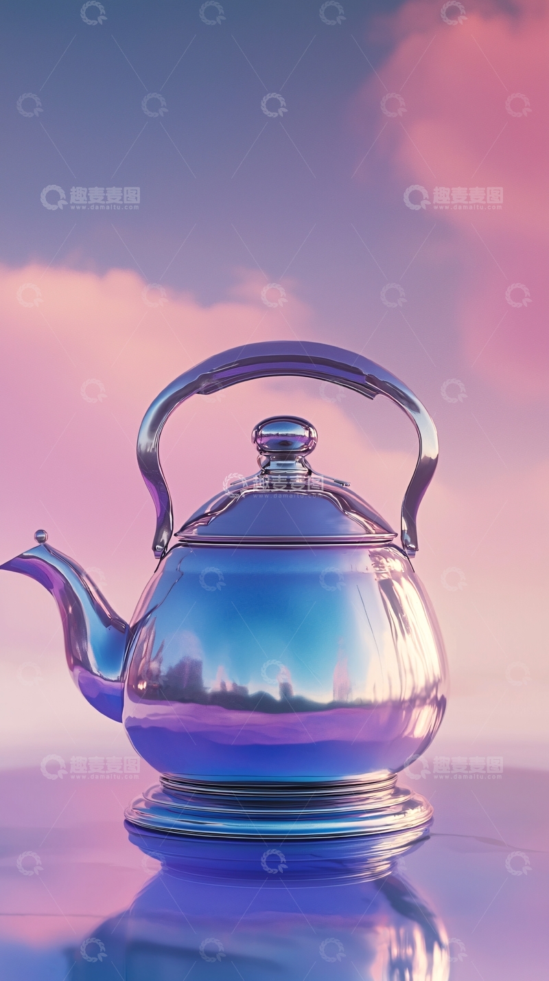 高清大图下载【趣麦麦图】金属质感茶壶