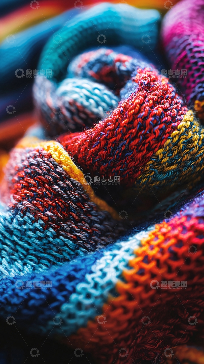 高清大图下载【趣麦麦图】彩虹条纹针织物