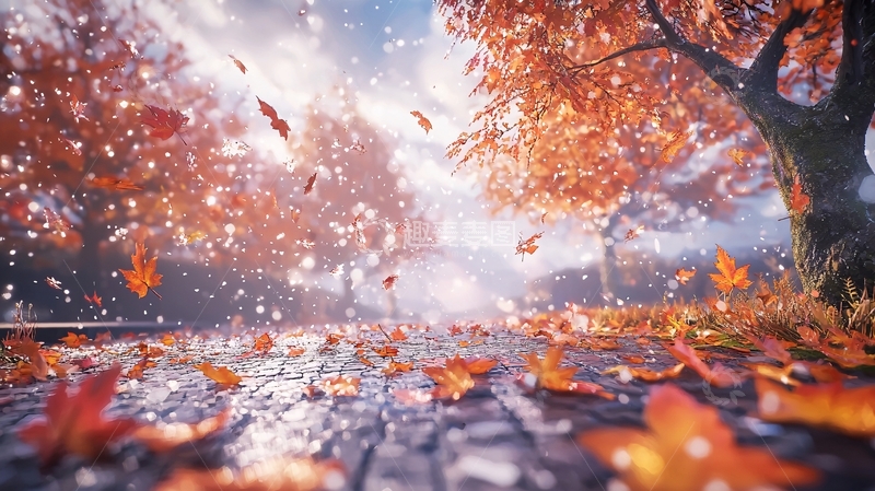 高清大图下载【趣麦麦图】秋日落叶小路