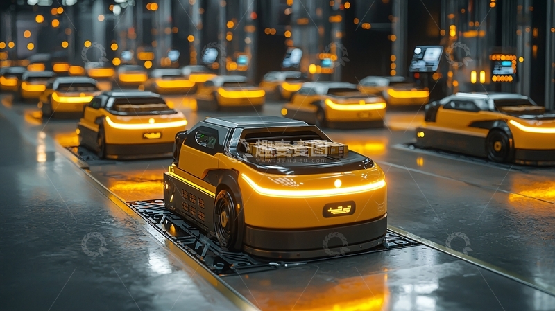 高清大图下载【趣麦麦图】未来工厂里的自动运输车