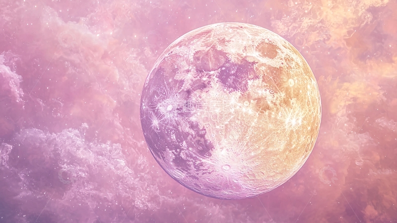 高清大图下载【趣麦麦图】粉色梦幻月亮
