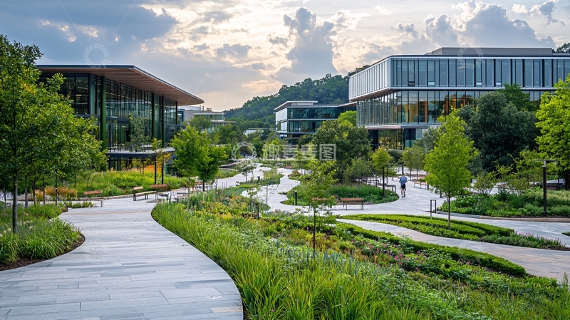 高清大图下载【趣麦麦图】现代化园林景观办公园区