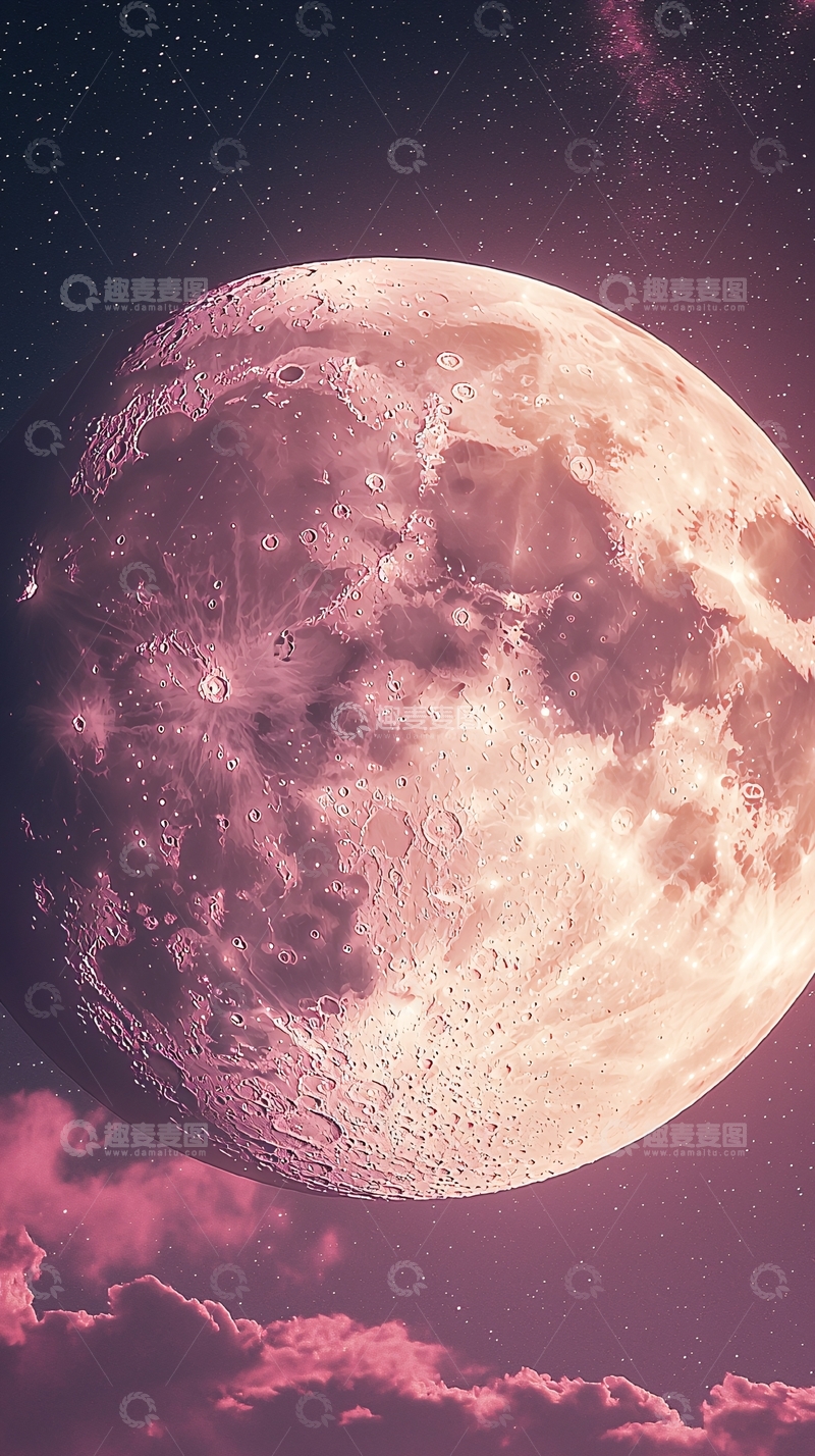 高清大图下载【趣麦麦图】粉色月亮