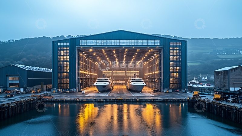 高清大图下载【趣麦麦图】船坞里的游艇